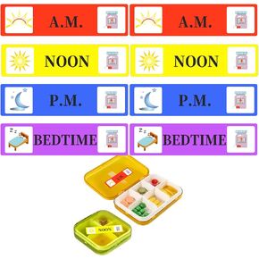 500 Pcs Medicine Stickers Medication Instruction Labels - Morning Noon Evening Bedtime Medicine Reminder Stickers 2/5 x 1.6 Inch AM NOON PM for Stickers for Pill Case Planners