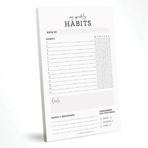 CARDAMONOLY Habit Tracker Notepad - 50 Page Tear Off Planning Pad - 6 x 9 - High Performance Planner - Chore Chart for Adults - Weekly Planner Undated - Self Care Planner