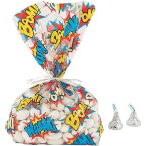 Fun Express COMIC SUPERHERO CELLO BAG - Party Supplies - 12 Pieces