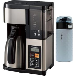 Zojirushi EC-YTC100XB ماكينة صنع القهوة 10 أكواب (ستانلس ستيل، أسود) مع كوب مزدوج الجدار من الفولاذ المقاوم للصدأ سعة 12 أونصة (عنصران) in Kuwait