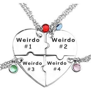 LIU JUN Bff Necklace For 3，Weirdo 1 Weirdo 2 Weirdo 3 Necklace Heart Stainless Steel Crystal Friendship Necklaces For Best Friends Sisters Forever Jewelry Gifts in Saudi Arabia