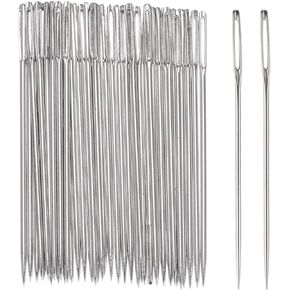 HARFINGTON 200pcs Large Eye Stitching Needles 1.57Inch Sewing Needles Stainless Steel Leather Needle Embroidery Needle Yarn Knitting Hand Sewing Needles