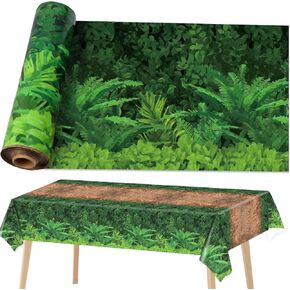 gisgfim Long Tablecloth Roll Forest Path Party Tablecloth Roll Jungle Party Table Cloths Dinosaur Holiday Party Tablecloth for Indoor Outdoor Family Parties and Celebrations （Plastic ）