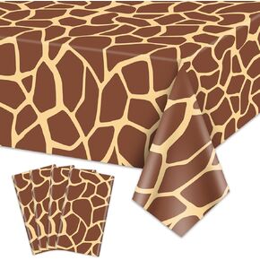 4Pcs Giraffe Print Tablecloth, Rectangular Safari Animal Table Cloths, Giraffe Birthday Decorations Tablecloth for Zoo Jungle Safari Giraffe Baby Shower Decorations, 51x 86Inch