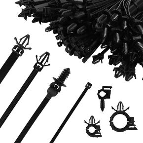 180pcs Push Mount Cable Zip Tie with Car Wire Loom Routing Clips,Fastening Cable Clips for Organizing Cables and Cords,Car Clips Contains 7 Sizes Universal Compatible for GM Ford Trucks Cars UTV