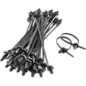 20PCS Fir Tree Push Mount Cable Zip Ties, 8.3"x0.18" Heavy Duty Wire Ties with Cable Clips and Wire Holder, 2-in-1 Self Locking Nylon Tie Wraps for Cable Wire