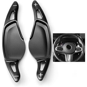 HIBEYO 2PCS Steering Wheel Paddle Shifter Extension Covers for BMW 5er G30 G31 G38 7er G11 G12 3er G20 X3 G01 X4 G02 X5 G05 6er G32 GT Car Accessories Sports Paddle Shift Black