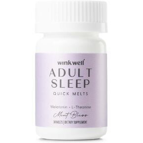 Wink Well 3 mg Melatonin Sugar Free Sleep Melts for Adults- Nighttime Natural Sleep Aid to Help Increase Sleep, Boost Immune System- Easy Dissolvable Sleep Supplement- 30 Tablets