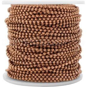 CleverDelights 2.0mm Ball Chain - Antique Copper Color - 100 Feet - Bulk Spool