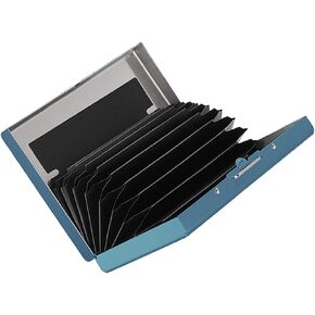 RFID Credit Card Holder, Metal Credit Card Wallet, Blocking Credit Card Protector with 10 Slots, Security Wallet for Men and Women (Blue)