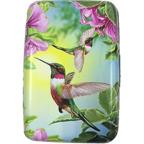 RFID Secure Armored Wallet - Wings, Hummingbird with Purple Flowers