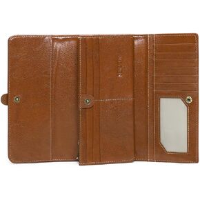 SENDEFN Wallets for Women Rael Leather with RFID Blocking Trifold Credit Card Holder with ID Window Wallet
