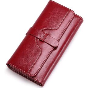 SENDEFN Wallets for Women Rael Leather with RFID Blocking Trifold Credit Card Holder with ID Window Wallet