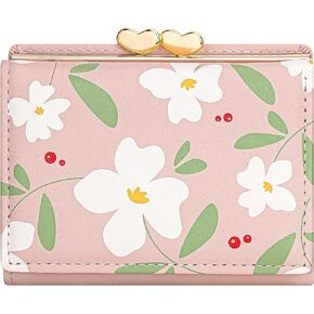 YINHEXI Women’s Wallet, Cute Small Tri-fold with RFID Blocking Wallet for Women and Girls, Floral Small Wallets Woman (Black)