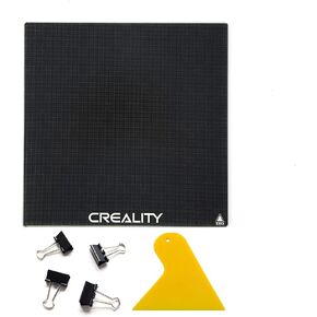 Creality Official CR-10 Platform Tempered Glass Bed with 4 Binder Clips, Removal Tool, 310x310x4mm, 3D Printer Cr-10s/Cr-10 V2 Upgraded Build Plate Printing Surface for Heated Bed