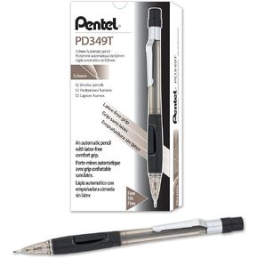 Pentel Quicker Clicker Mechanical Pencil (0.9mm) Transparent Black Barrel, Box of 12 (PD349TA)