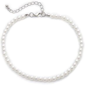tenghong2021 Boho Handmade Imitation Pearl Anklet Bracelet for Women Hand Woven Single Adjustable Beach Foot Anklet for Girls Gifts Foot Jewelry