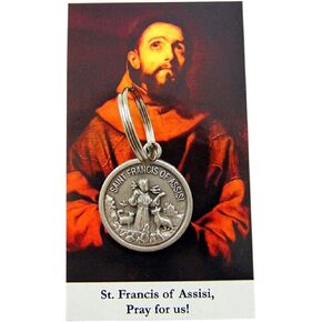Westmon Works St Francis Pet Tag Round Animal Protection Medal Gift Set with Holy Prayer Card