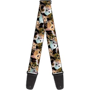 Buckle-Down Guitar Strap Kitten Faces Scattered Black 2 Inches Wide (GS-W31107)