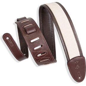 Levys' Leathers 2.5" Wide Hemp Webbing Guitar Strap with Garment Leather Wrapping; Dark Brown (MHG7-DBR),Tan