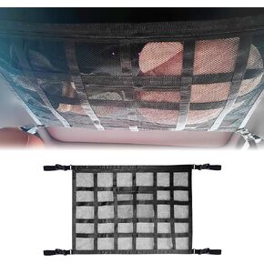 Car Ceiling Cargo Net Pocket Storage Net - 31.5"x21.6" Strengthen Load-Bearing Double-Layer Mesh Car Roof Storage Organizer - Double-Layer Mesh SUV for SUVs, Road Trips, Camping, and Overlanding Gear