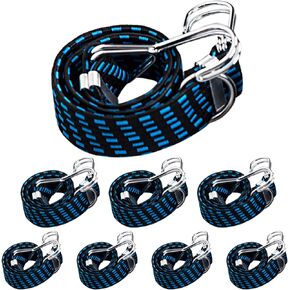 Heavy Duty Rubber Bungee Bungie Cords with Hooks Outdoor 4 Pack, Elastic Tie Down Bungee Straps for RVs Camping Trunks Caravan Bike Luggage Racks Storage (Includes 2pcs x 24", 2pcs x 39", Black)