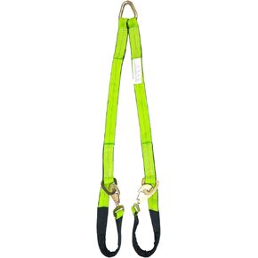 Mytee Products V-Bridle Strap 2" x 4' w/Snap Hooks w/Cordura Sleeve and Axle Straps, D Ring Middle, for Car Hauler, Rollback, Flat Bed, Tow Truck, Wreck & Recovery