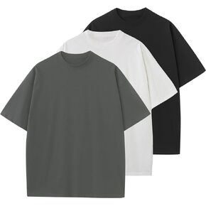 Men's Oversized T-Shirts Cotton Tee Heavyweight Unisex Short Sleeve Crew Neck Loose Fit Basic Tops