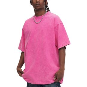 PAODIKUAI Men's Oversized Cotton T-Shirts Loose Fit Summer Vintage Washed Tee Short Sleeve Casual Gym Shirts Tops