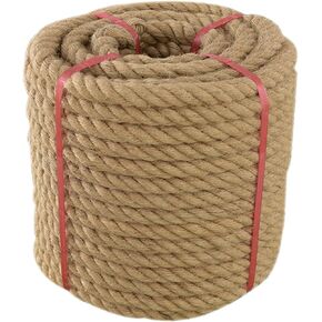 Thick Twisted Manila Ropes 3/4inchx50ft Natural Jute Rope Heavy Duty Hemp Rope for Swing Bed, Crafts, Railing, Tug of War, Landscaping, Gardening, Bundling, Hammock, Home Decorating