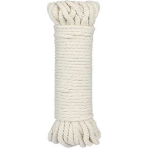 jijAcraft 1/4 Inch Nautical Cotton Rope Crafts, 6mm x 65Feet Clothes line Rope for Outdoor,4 Ply White Rope Unbleached Rope, Macrame Rope for Clothesline, Baskets, Hangings Pots, Pet, Toys