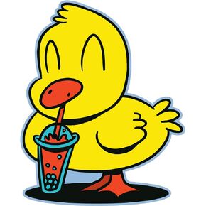 VulgrCo Cute Yellow Duck Drinking Boba Tea Animal Funny Sticker Vinyl Waterproof UV Resistant Decal for Phones Laptops Water Bottles Tumblers Boats Cars Trucks Windows Kayak 3" inch Bumper Stickers