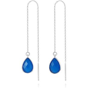 Threader Earrings for Women, Natural Labradorite/Moonstone Dangle Earrings Gemstone Birthstone Drop Earrings Fashion Jewelry Gifts for Women Girls