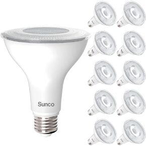 Sunco 10 Pack PAR30 LED Bulbs, Flood Light Residential Outdoor Indoor CRI90 75W Equivalent 11W, Dimmable, 3000K Warm White, 850 Lumens, E26 Base, Exterior, Wet-Rated, Super Bright, IP65 Waterproof UL