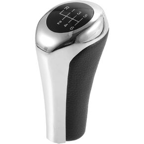 X AUTOHAUX 6 Speed Manual Gear Stick Shift Knob Transmission for BMW X1 E84 for BMW X3 E83 ABS Faux Leather Black Silver Tone