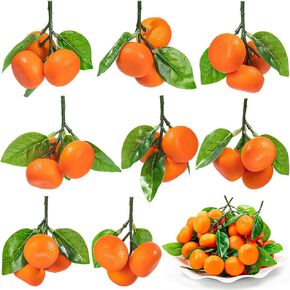 CLESDF 8Pcs Fake Orange, Artificial Oranges Faux Fruits Yellow Tangerine, Simulation Fruit for Party Fruit Bowl Home Kitchen Photography Props