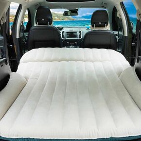 Double-Sided-Thick Flocked SUV Air Mattress Built-in Pillow with Pump Car Mattress | Leakproof Comfortable Durable Car Air Mattress| for Auto Camping, Road Trip