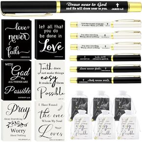 24 Sets Christian Gifts Inspirational Journal Notebook Scripture Religious Journals Bible Verse Pocket Notepad with Ballpoint Pen for Sunday School Church Gifts for Father's Day Women(Classic)