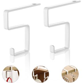 2-Pack Aluminium Alloy Nail-Free Hooks for Student Desks, Multi-Purpose Office Bag and Clothes Hooks