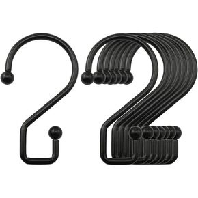 15PCS Black S Shaped Hooks Closet S Hooks Heavy Duty S Hanging Hooks for Curtains Pants Purses Crafts Pots Pans Mugs Plants