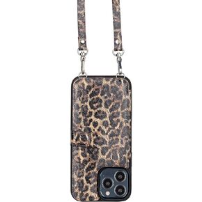 Venito Fermo Leather Wallet Case Compatible with iPhone 14 Crossbody Case - Extra Secure with RFID Blocking (Antique Brown)