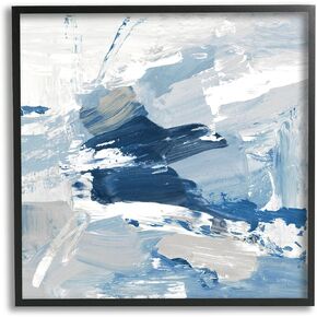 Stupell Industries Abstract Brushed Blue Painting Framed Wall Art, Design by Lanie Loreth