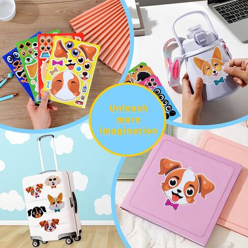 36 PCS Dog Make A Face Stickers for Kids - Make Your Own Sticker Sheets - Kids Party Favor Supplies Craft Gifts - Boys Girls Party Activities in Kuwait