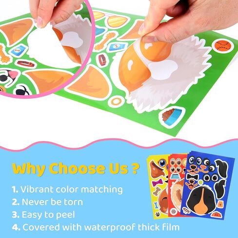 36 PCS Dog Make A Face Stickers for Kids - Make Your Own Sticker Sheets - Kids Party Favor Supplies Craft Gifts - Boys Girls Party Activities in Kuwait