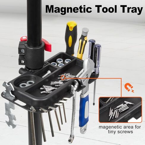 حامل إصلاح الدراجة Zacro بحد أقصى 66 رطلاً، حامل دراجة قابل للطي للصيانة، حامل عمل الدراجة قابل للتعديل مع صينية أدوات مغناطيسية، حامل إصلاح دراجات الطرق الجبلية الثقيلة MTB لمتجر المنزل in Kuwait