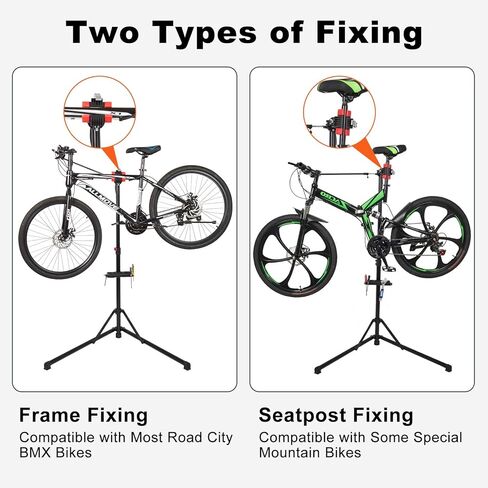 حامل إصلاح الدراجة Zacro بحد أقصى 66 رطلاً، حامل دراجة قابل للطي للصيانة، حامل عمل الدراجة قابل للتعديل مع صينية أدوات مغناطيسية، حامل إصلاح دراجات الطرق الجبلية الثقيلة MTB لمتجر المنزل in Kuwait