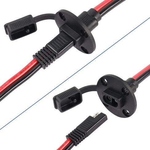 كابل الطاقة الشمسية CERRXIAN 1FT 14AWG SAE إلى SAE المقبس الجانبي ومنفذ اللوحة الشمسية (1-2a) (4 عبوات سوداء) in Saudi Arabia