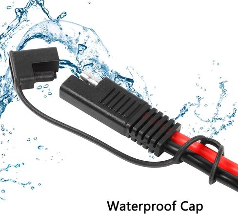كابل الطاقة الشمسية CERRXIAN 1FT 14AWG SAE إلى SAE المقبس الجانبي ومنفذ اللوحة الشمسية (1-2a) (4 عبوات سوداء) in Saudi Arabia
