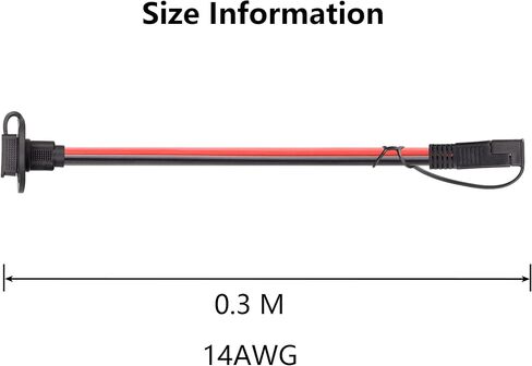 كابل الطاقة الشمسية CERRXIAN 1FT 14AWG SAE إلى SAE المقبس الجانبي ومنفذ اللوحة الشمسية (1-2a) (4 عبوات سوداء) in Saudi Arabia