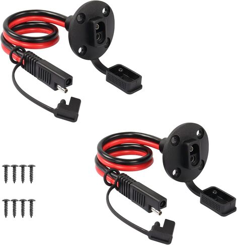 كابل الطاقة الشمسية CERRXIAN 1FT 14AWG SAE إلى SAE المقبس الجانبي ومنفذ اللوحة الشمسية (1-2a) (4 عبوات سوداء) in Saudi Arabia